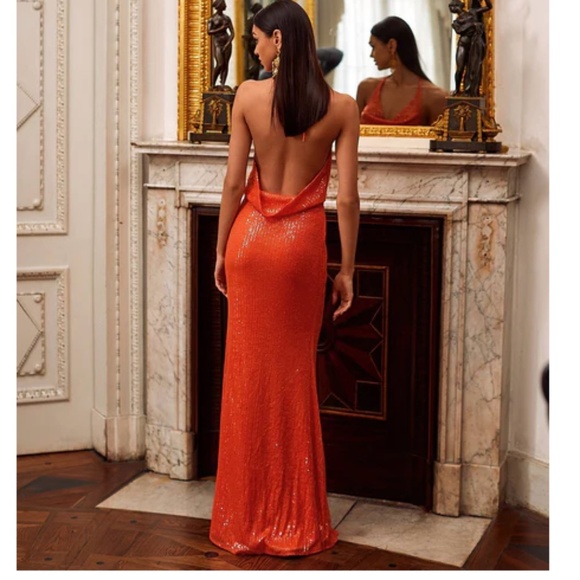 Stella Amour Orange Sequin Dress - Picture 2 of 13